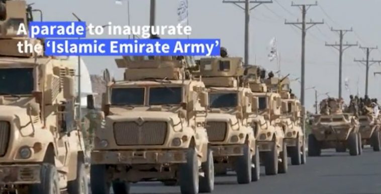 taliban-holds-a-parade-for-‘islamic-emirate-army’-with-us-military-gear,-vehicles,-and-choppers-provided-by-biden