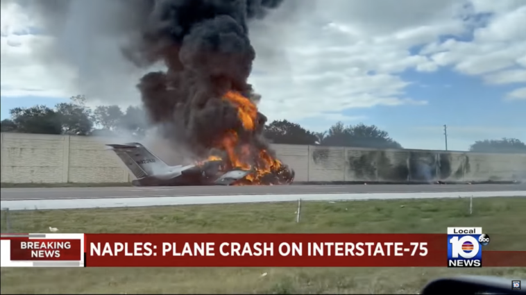 private-jet-crashes-on-florida-interstate;-at-least-2-killed